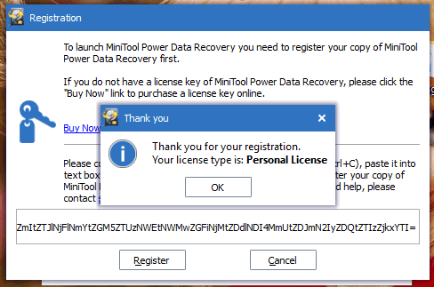 minitool data recovery register key